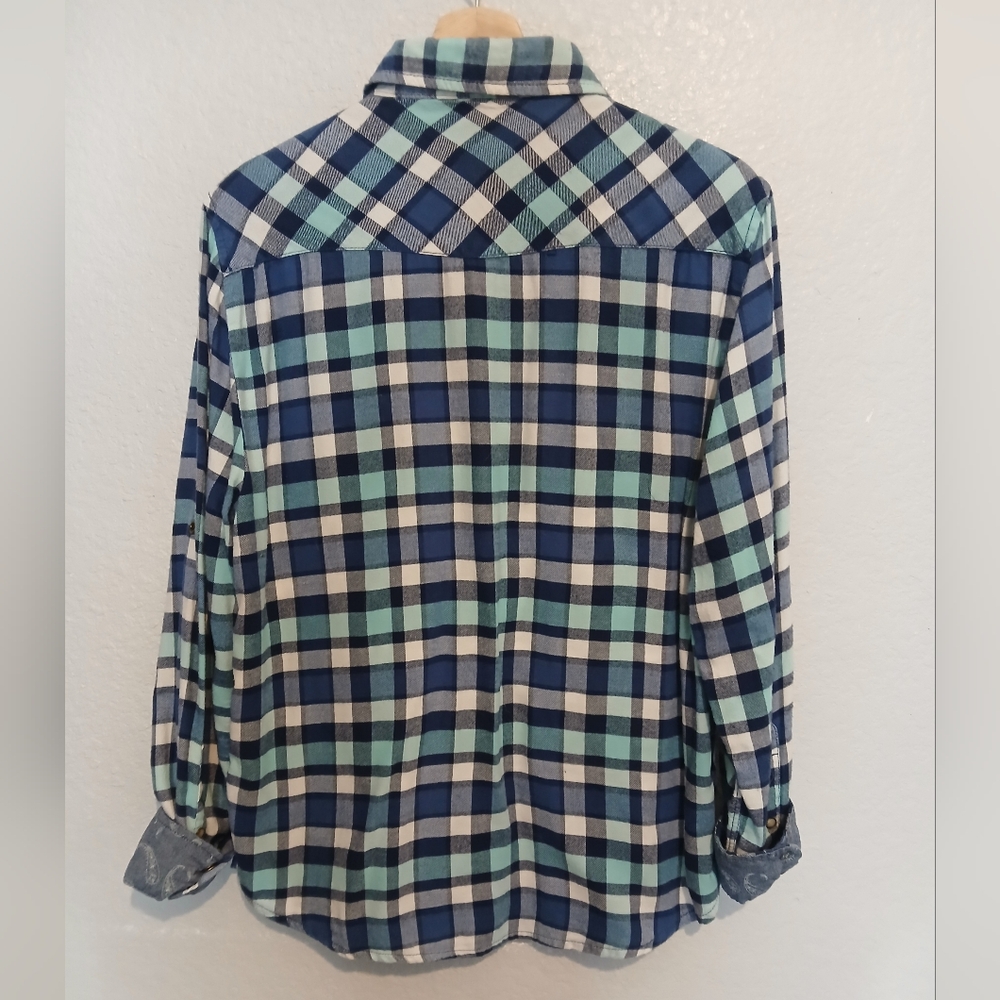 Jachs Girlfriend Bea 100% Cotton Plaid Snap Button-Up Flannel Long Sleeve Shirt - Picture 5 of 9